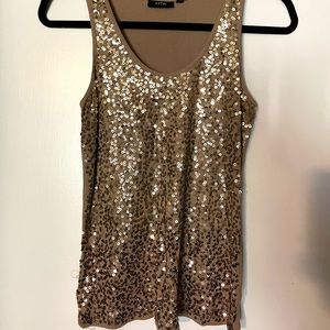 Gold Sequin Blouse Tank
